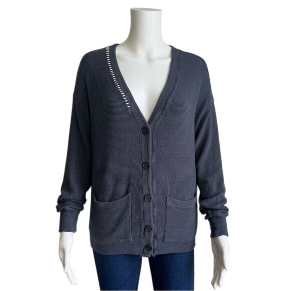 Red Haute Contrast Stitch Button Front Cardigan - S